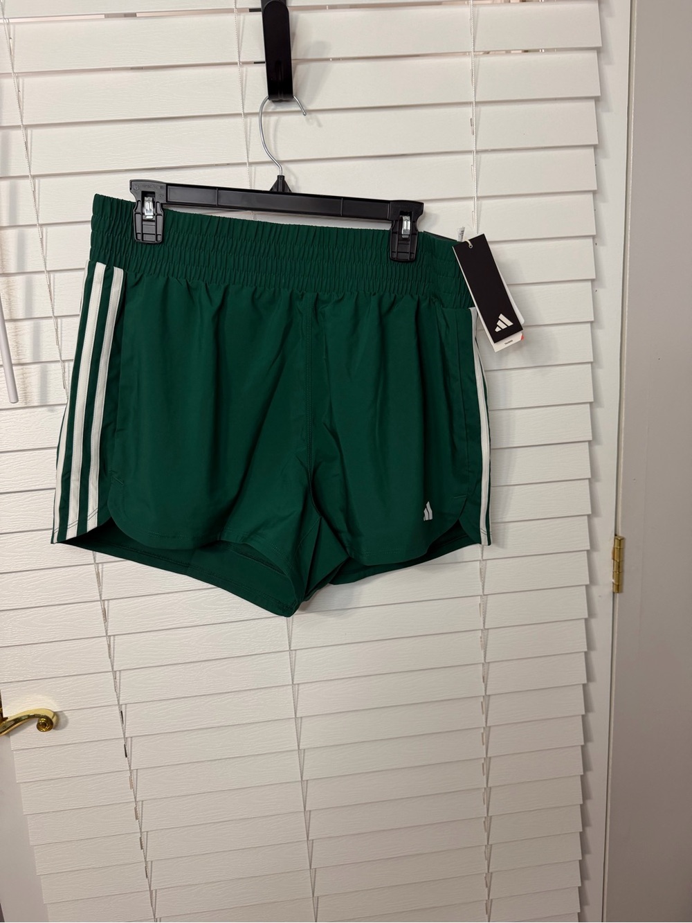 adidas Women’s Dark Green Athletic Shorts with White Stripes